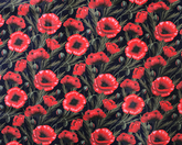 Little Johnny 100% Cotton Classic Poppy Digital Printed Cotton Fabric Ideal for Sewing, Homeware, Cushion Covers, Quilting and Crafting